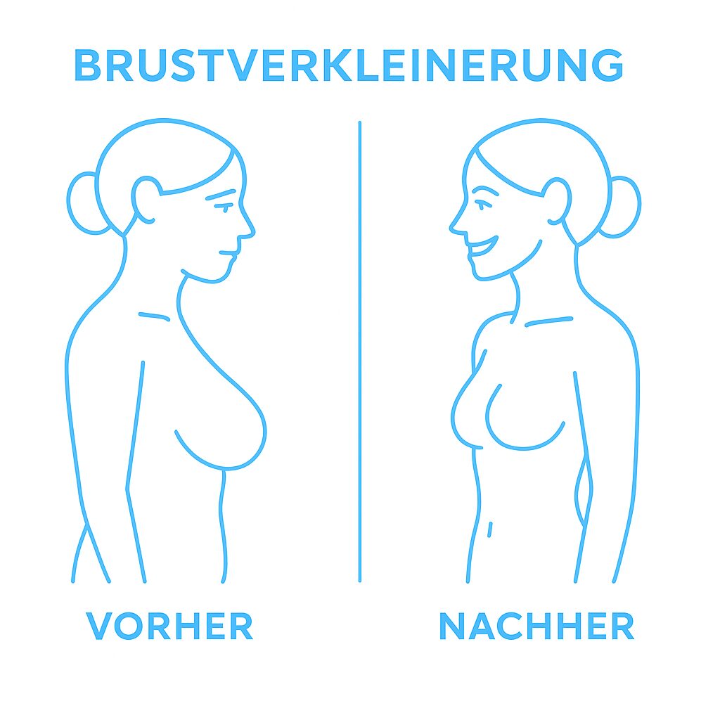 Illustration eines Vorher-Nachher-Vergleichs bei einer Brustverkleinerung
